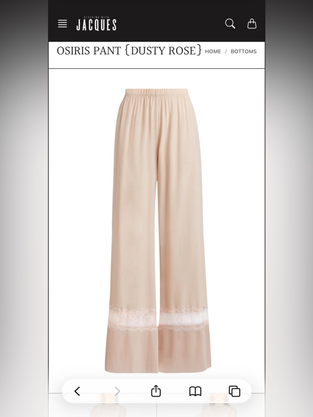 Osiris Dusty Rose Lace-Hem Wide Leg Pants sleeping with Jacques